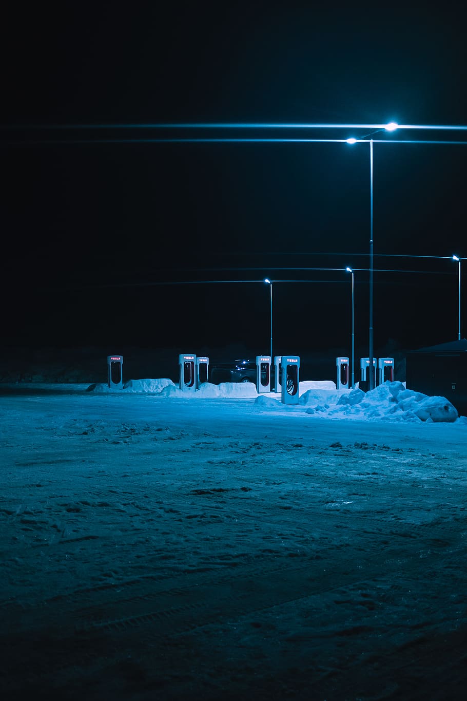 four gray light posts, night, illuminated, no people, land, cold temperature HD wallpaper