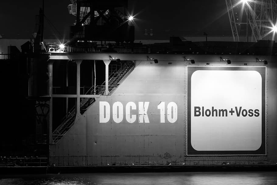 hamburg, germany, blohm, dock, shipyard, voss, harbour, text HD wallpaper