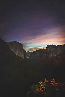 tall mountain in night sky, star, wanderlust, explore, travel HD wallpaper