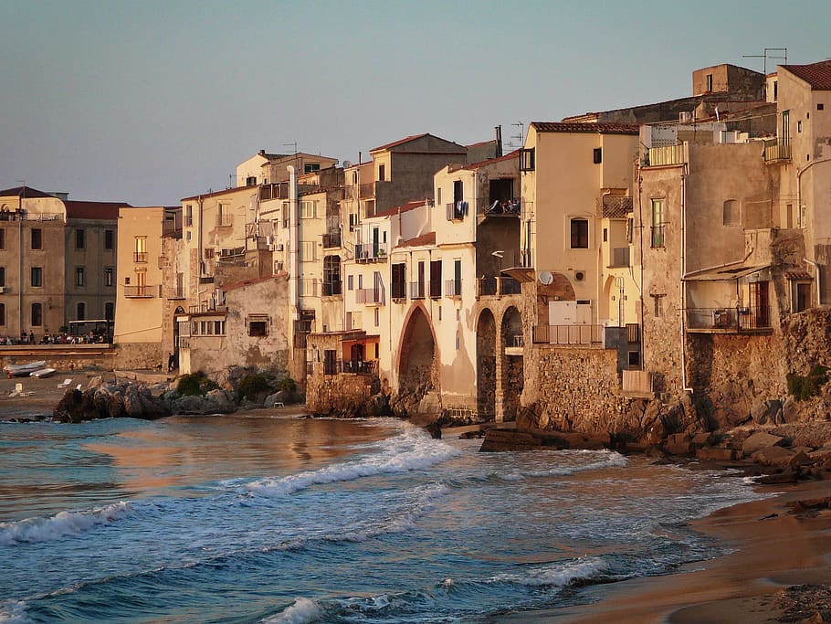 italy, cefalù, cefalù centro storico, cefalu, old town, city, HD wallpaper