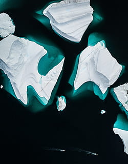 iceberg collage, arctic, polar, drone view, scoresby sund, cold HD wallpaper