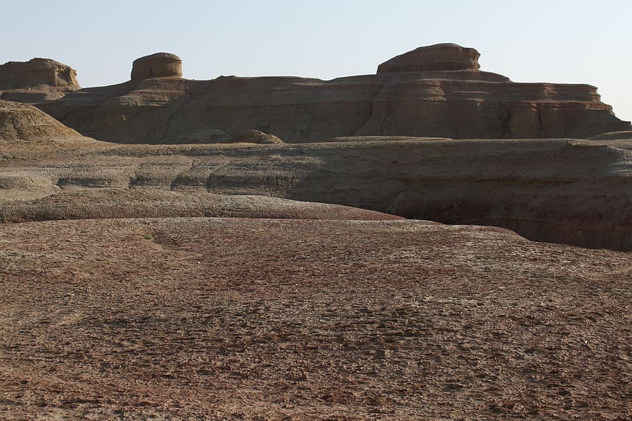 desert, drought, desolate, rock formation, sky, rock - object HD wallpaper