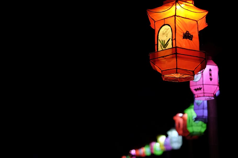 lamp, light, color, dark, night, colorful, illuminated, lighting equipment HD wallpaper