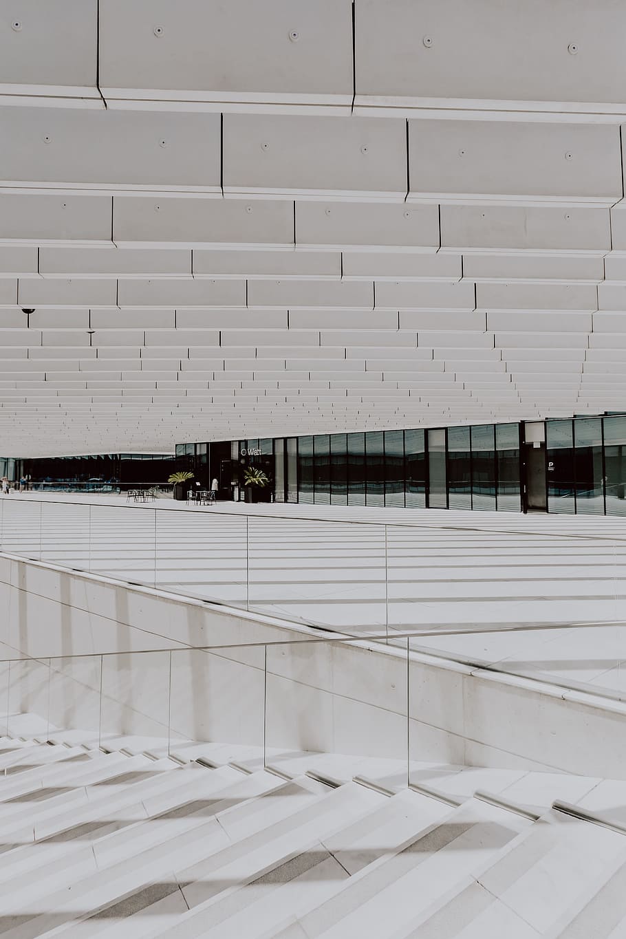 Modern white building, EDP Headquarters of architect Aires Mateus, Lisbon, Portugal