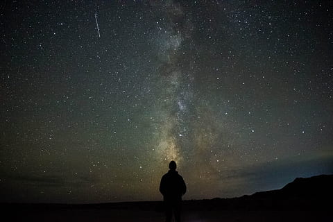 man, stare, staring, sky, stars, galaxy, night, star - space HD wallpaper