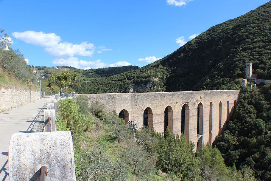 umbria, spoleto, bridge, of, towers, built structure, plant HD wallpaper