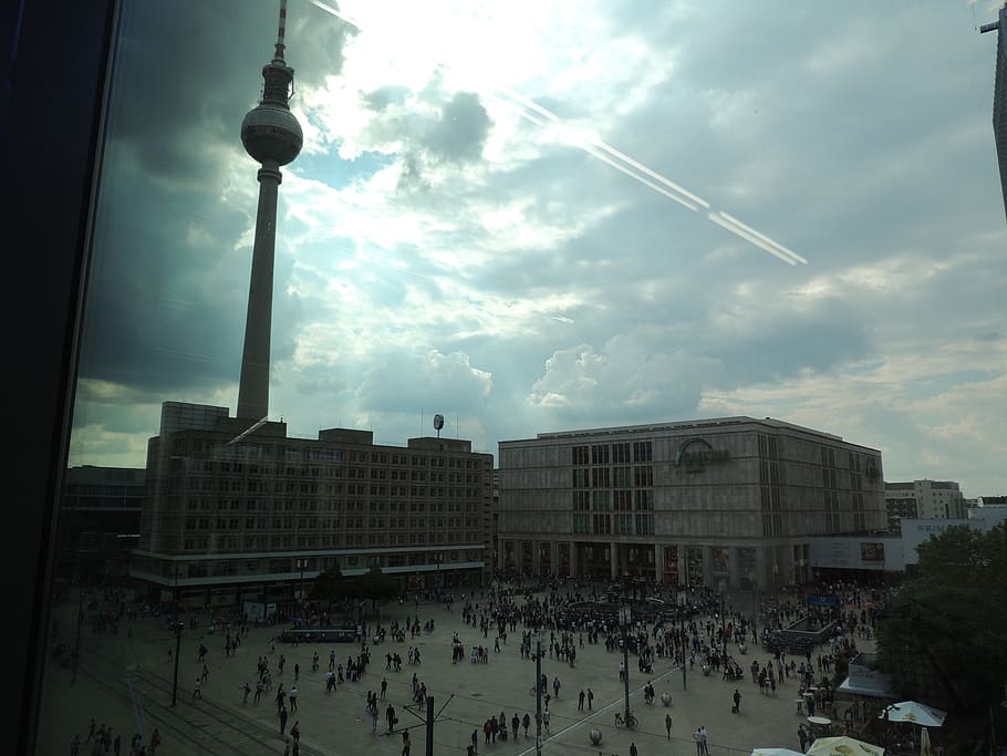 light, place, sky, tvtower, berlin, alexanderplatz, architecture, HD wallpaper