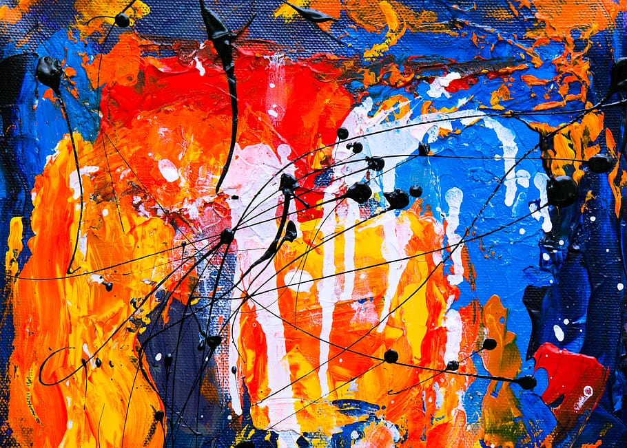 Orange and Blue Abstract Painting, abstract expressionism, acrylic, HD wallpaper