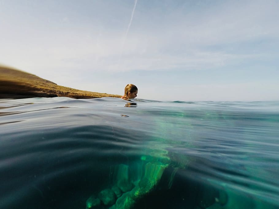 Photo of Woman Swimming In Ocean, beach, environment, female HD wallpaper
