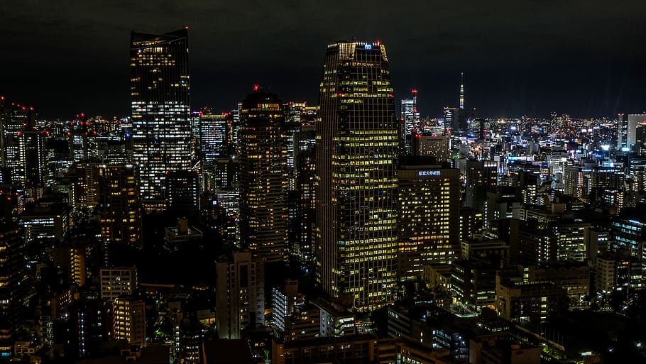 japan, minato-ku, tokyo tower, building, light, city, metropolis, HD wallpaper