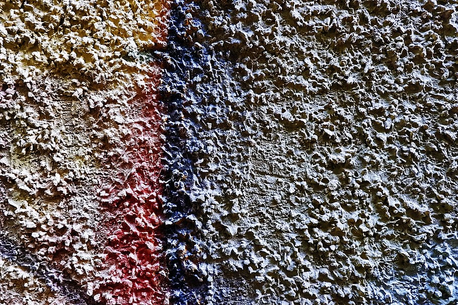 red, blue, and brown painted wall, rock, nature, texture, ice HD wallpaper