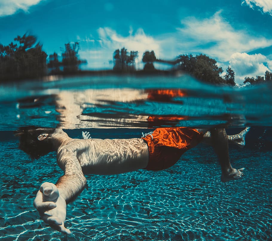 floating, fun, man, ocean, person, sea, swimming, underwater HD wallpaper