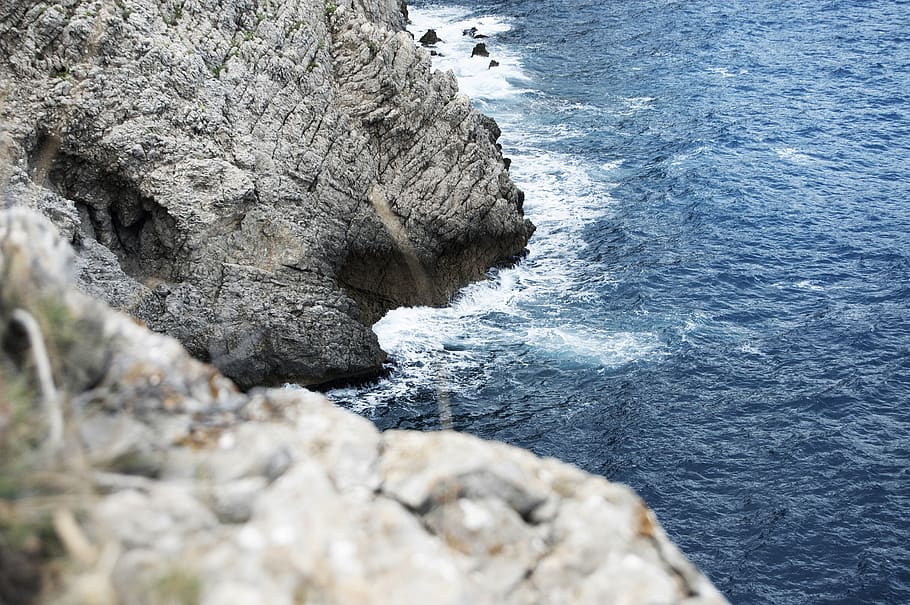 spain, catalonia, rock, water, rock - object, solid, sea, beauty in nature HD wallpaper