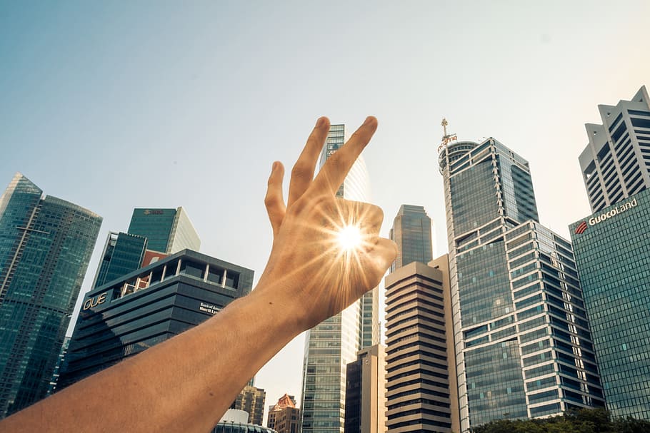 Hand By Sun, architecture, arm, arms, hands, city, building, built structure HD wallpaper