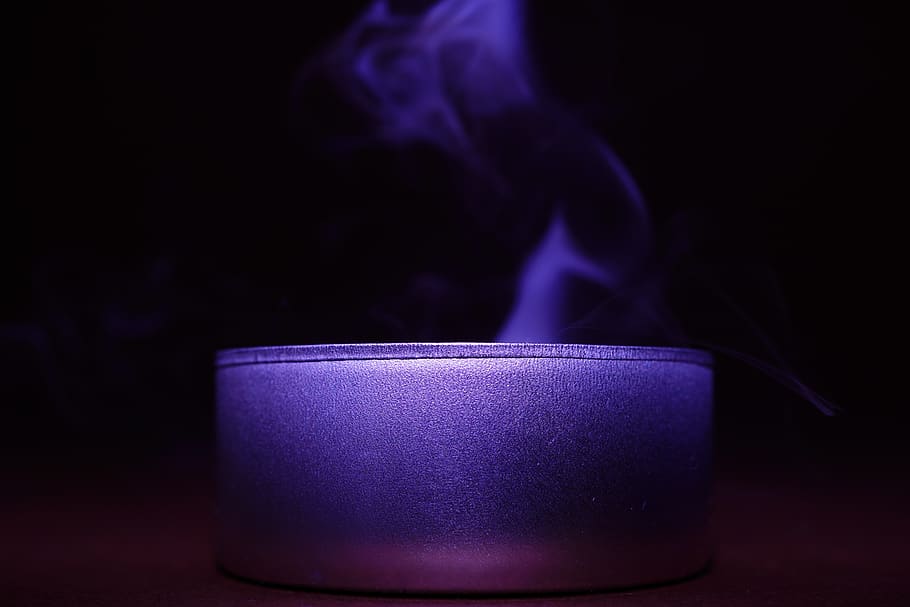 violet, smoke, dark, night, light, candle, indoors, food and drink HD wallpaper