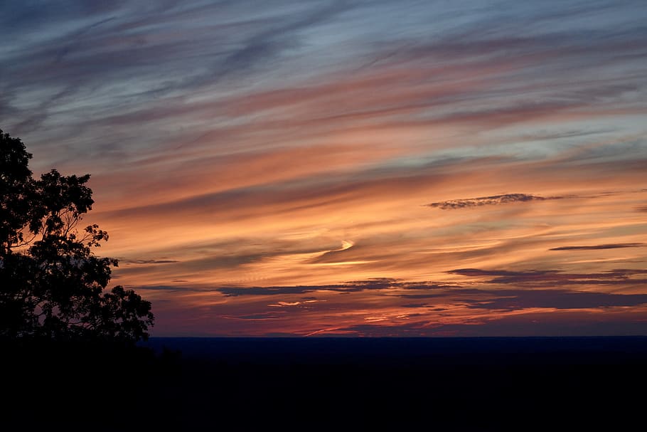 sunset, sky, clouds, dusk, evening, landscape, afterglow, atmospheric HD wallpaper