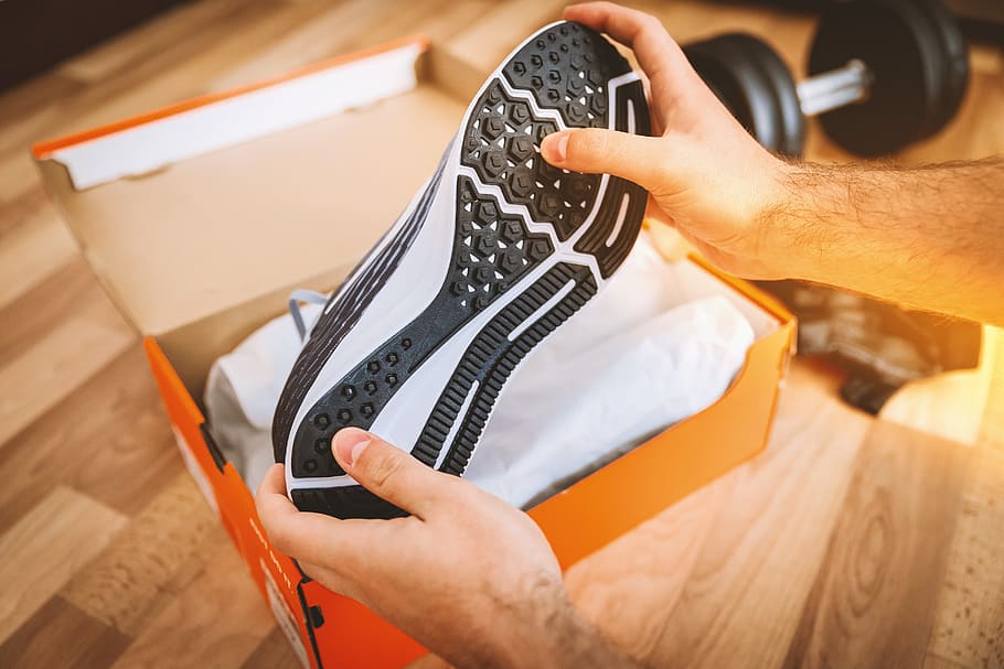 Opening the box of a new pair of shoes, human hand, human body part HD wallpaper