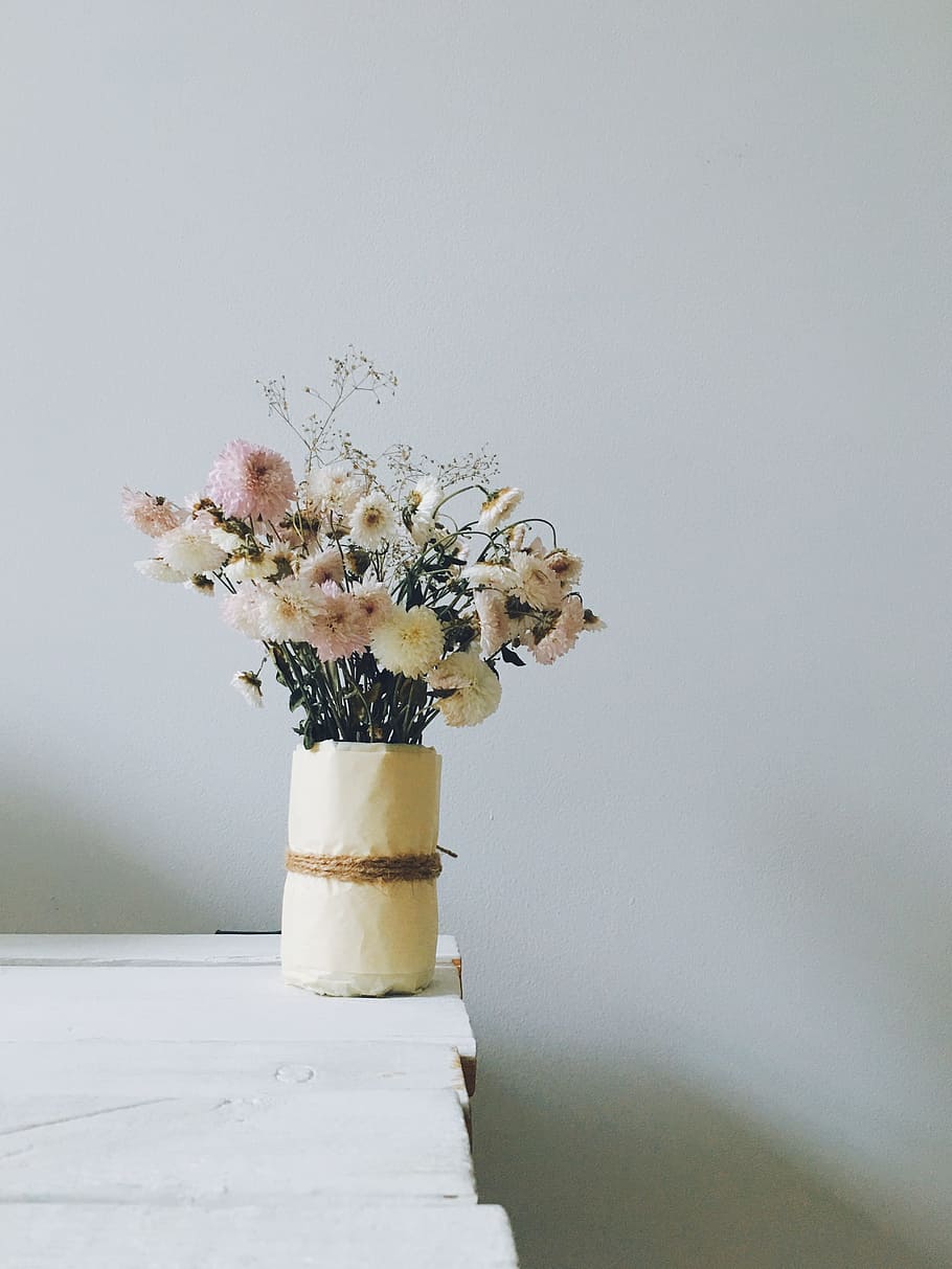 HD wallpaper: white petaled flowers in white vase, kinfolk, instagram ...