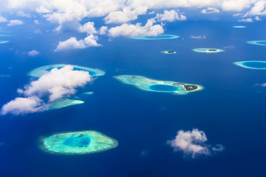 White Clouds, archipelago, azure, bay, beach, body of water, caribbean HD wallpaper
