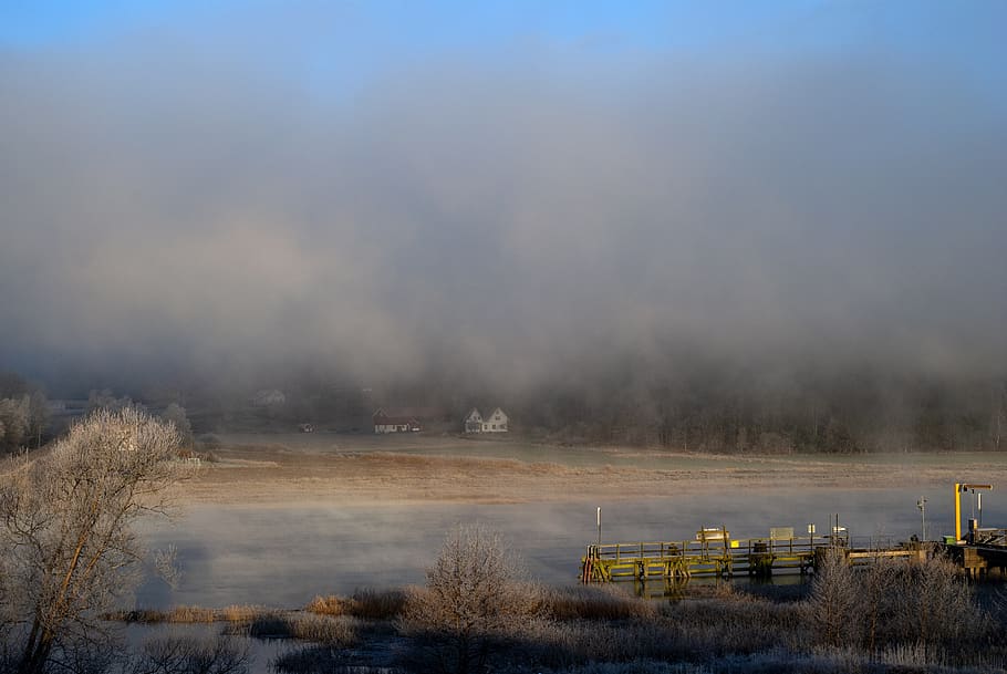 winter, mist, water courses, river, landscapes, nature, ice HD wallpaper