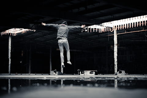 man jumping inside building, person, human, sport, sports, water HD wallpaper