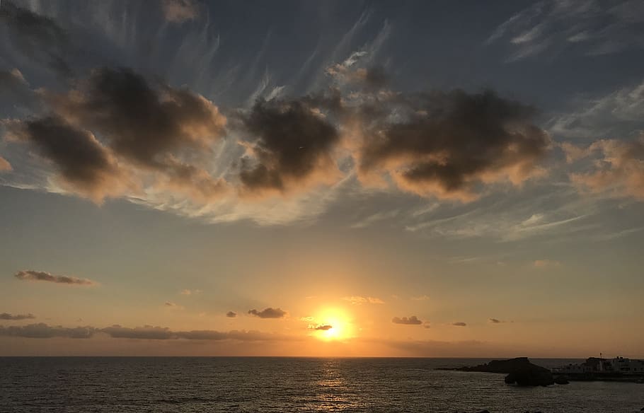 lefkos, karpathos, greece, sky, sunset, water, cloud - sky HD wallpaper