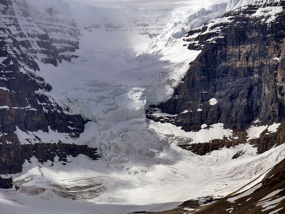 brown mountain range covered by snow, nature, outdoors, ice, glacier HD wallpaper