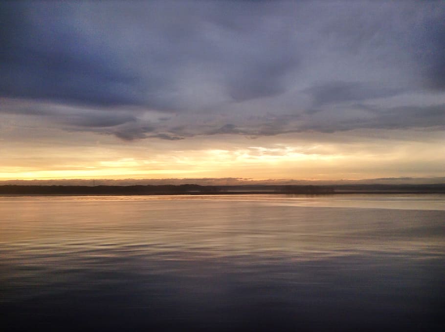 sunset, ocean, water, horizon, sky, clouds, cloud - sky, sea HD wallpaper