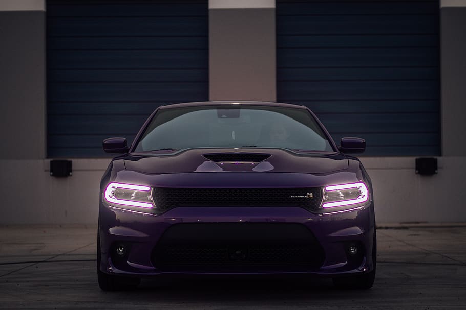 purple car, sports car, automobile, vehicle, coupe, transportation HD wallpaper