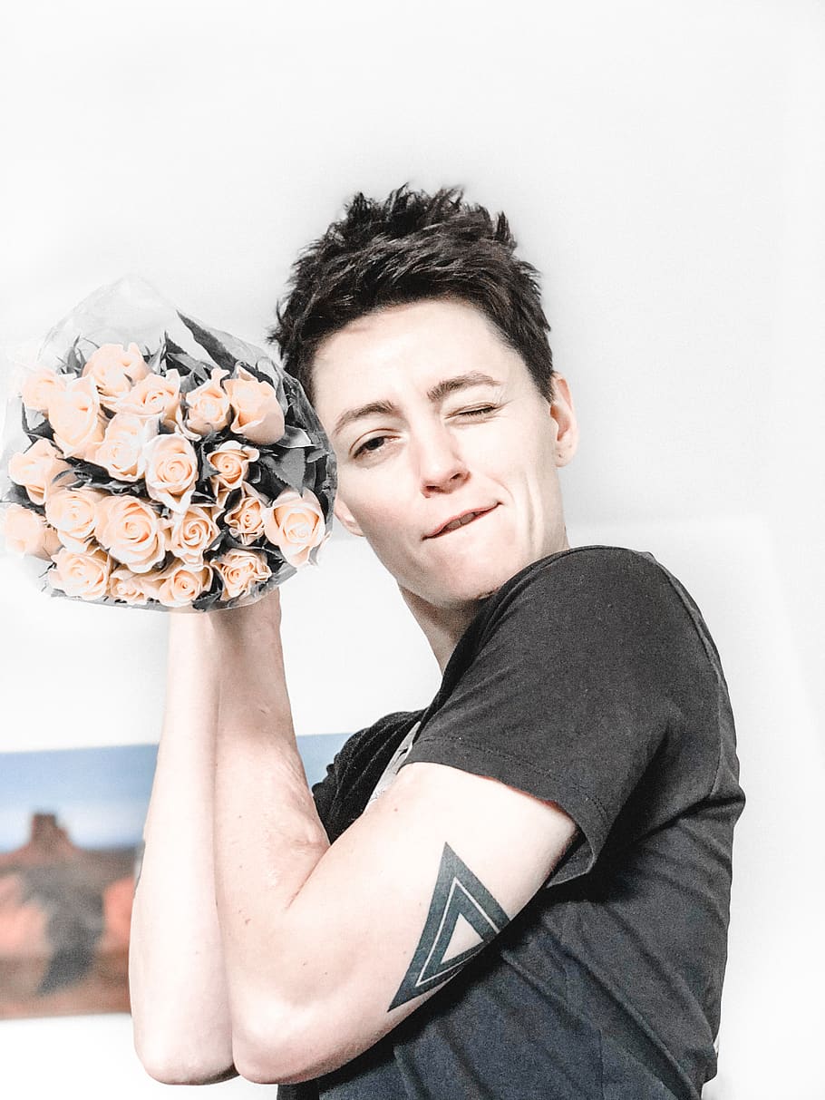 germany, bensheim, one person, portrait, flower, flowering plant HD wallpaper
