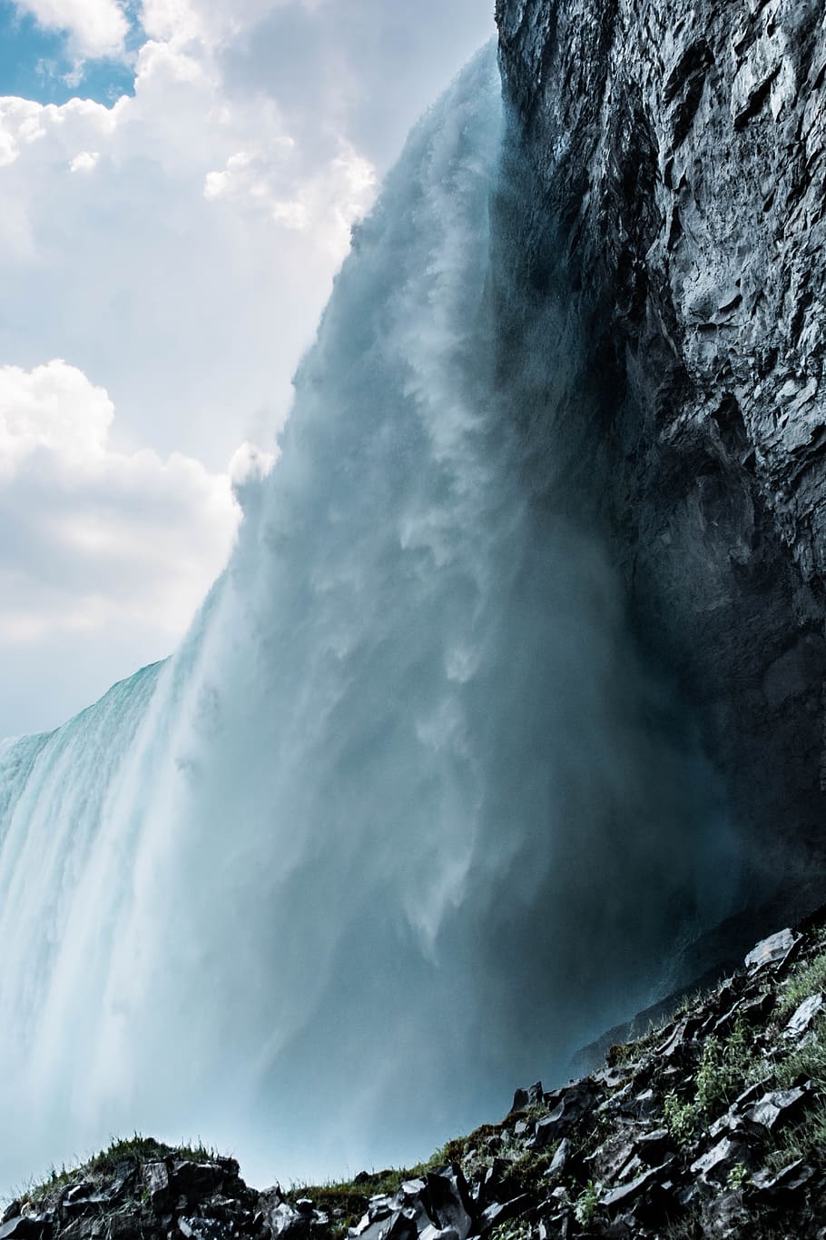 Low Angle Photography of Waterfall, clouds, daylight, daytime HD wallpaper
