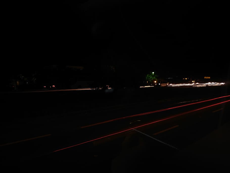 night, illuminated, road, transportation, light trail, city HD wallpaper
