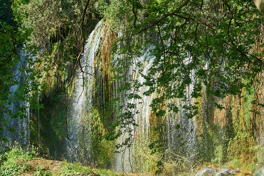 nature, waterfall, rocks, green, beautiful, landscape, dd, river