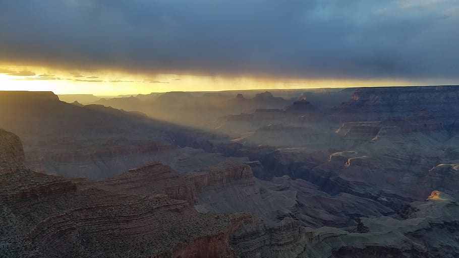 united states, grand canyon national park, sunset, strom, moran point, HD wallpaper