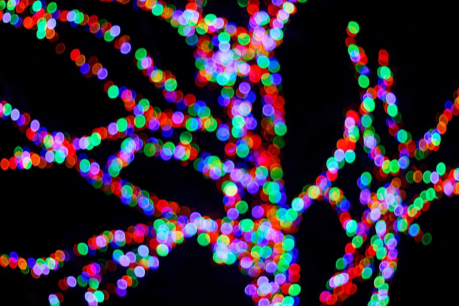 bokeh lights], multi colored, illuminated, black background, decoration HD wallpaper