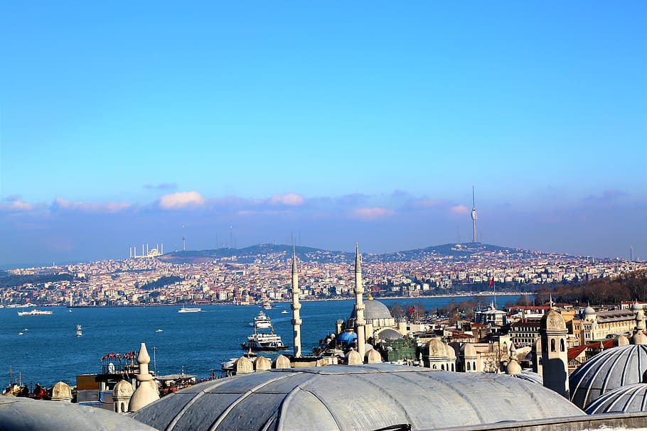 istanbul, marine, city, mosques, the minarets, turkey, bosphorus, HD wallpaper