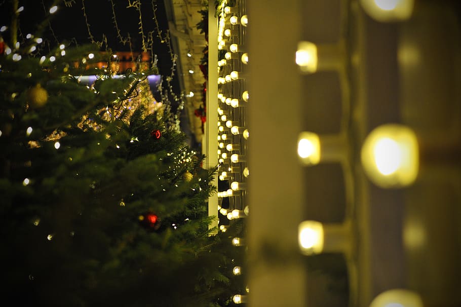 christmas, lights, decorations, illuminated, night, lighting equipment HD wallpaper
