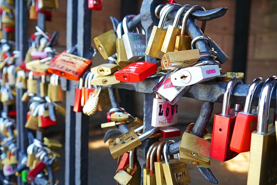 love, lock, object, metal, key, locked, padlock, hanging, security HD wallpaper