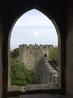 building, architecture, castle, lisbon, portugal, fort, person HD wallpaper