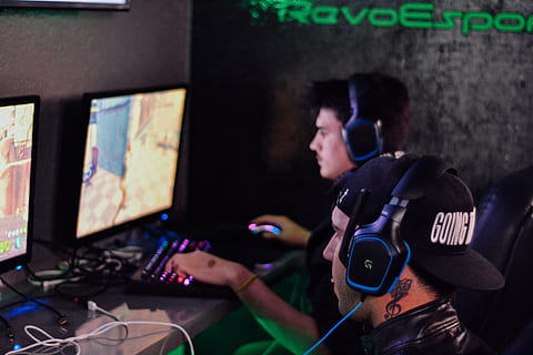 two men playing PC games, human, dj, person, electronics, display HD wallpaper