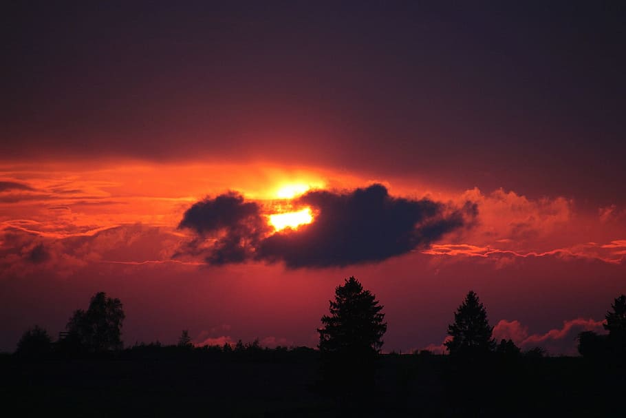 sunset, setting, nature, eve, evening, cloud - sky, beauty in nature HD wallpaper