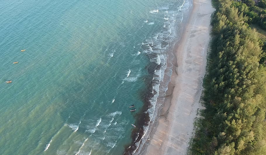 Aerial Photography of Beach, daylight, landscape, ocean, recreation HD wallpaper