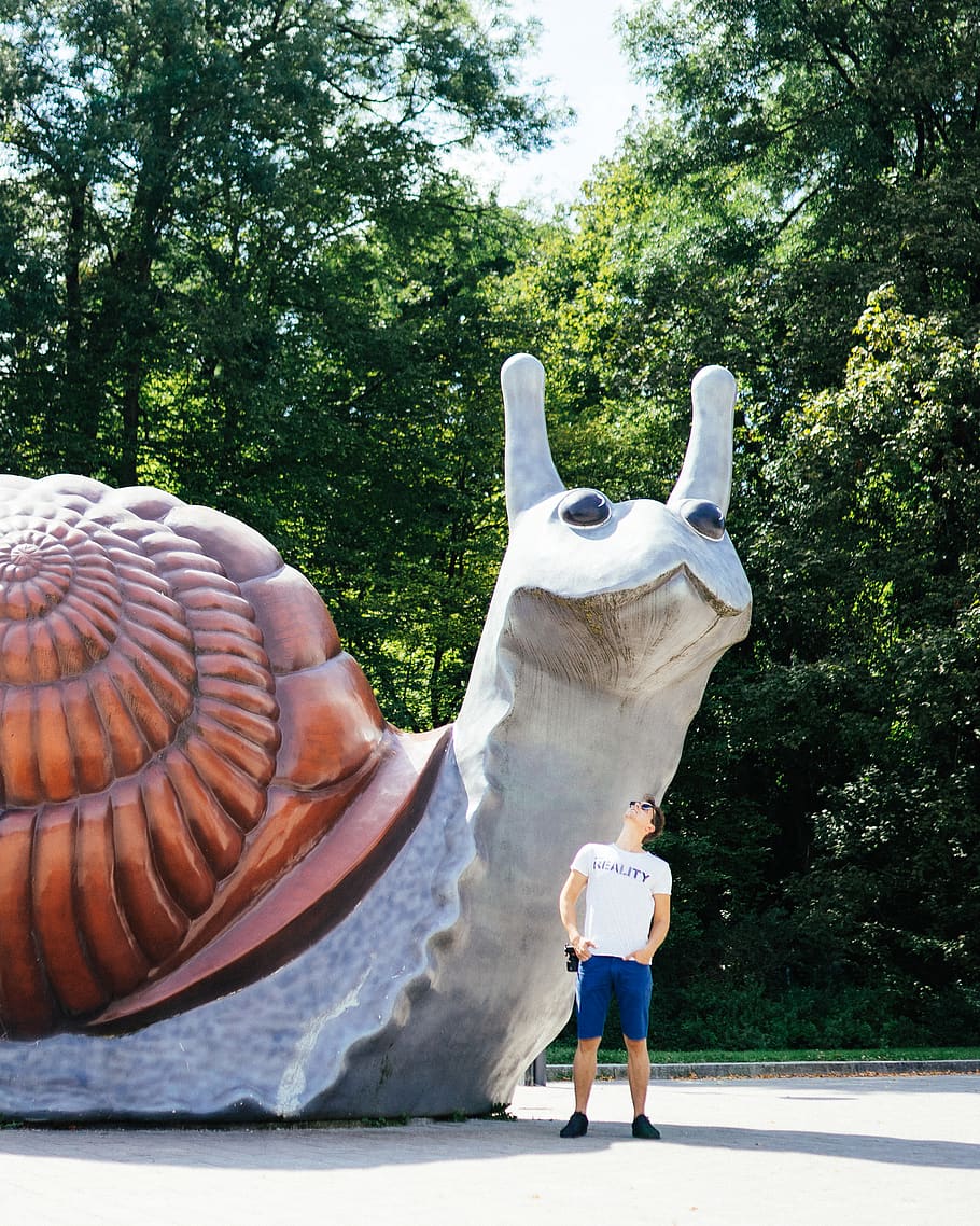 germany, munich, person, guy, looking up, snail, smile, camera HD wallpaper