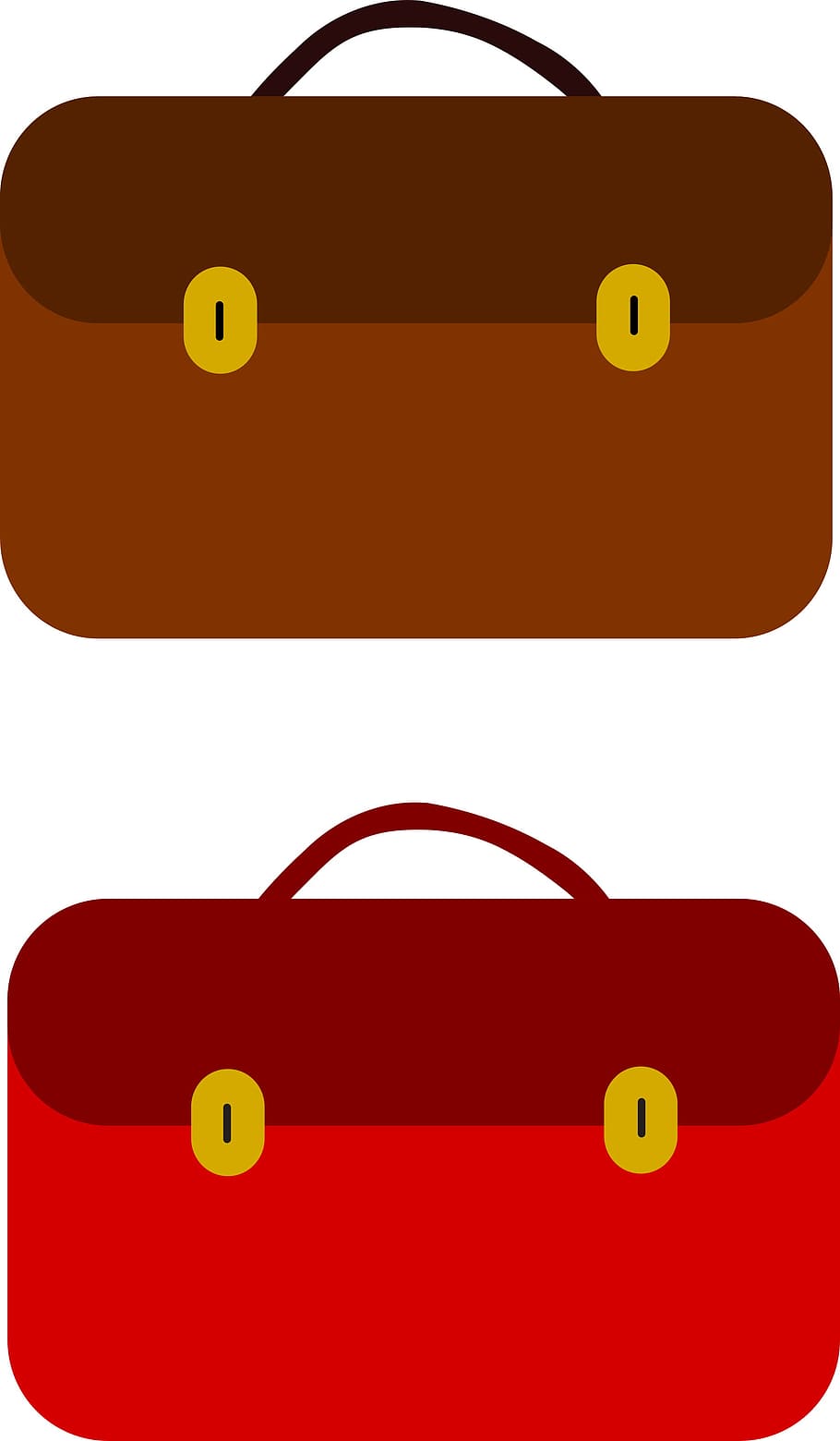 Simple illustration of a briefcase isolated on a white background. Choice of brown or red color scheme. HD wallpaper