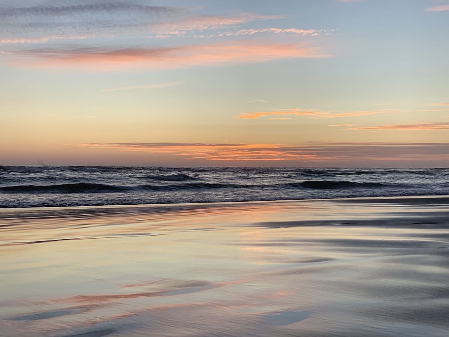 Sea During Golden Hour, acapulco, beach, dawn, dusk, horizon HD wallpaper