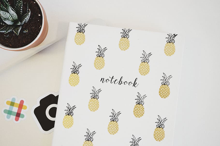 White Pineapple Print Printer Paper, design, notebook, plant HD wallpaper