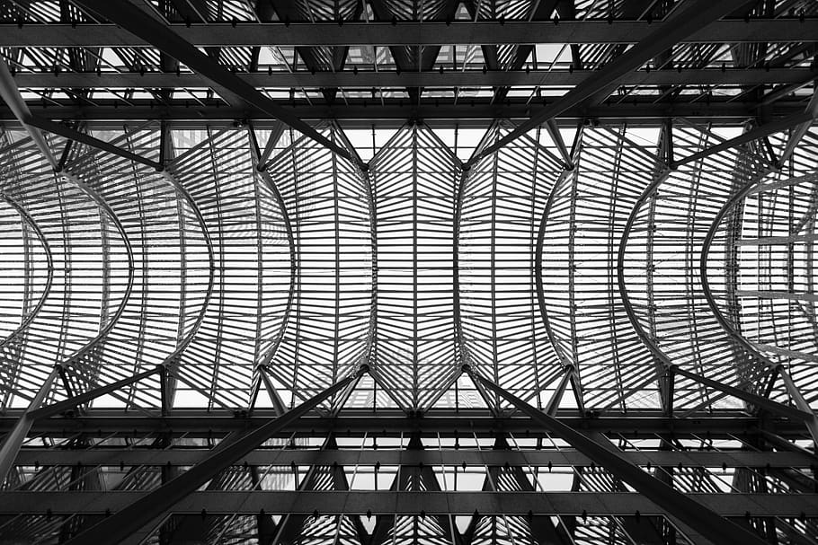 Low-angle Photo of Grey Metal Structure, airport, architecture HD wallpaper