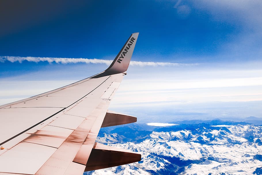 white Ryanair airplane wing, transportation, vehicle, aircraft HD wallpaper