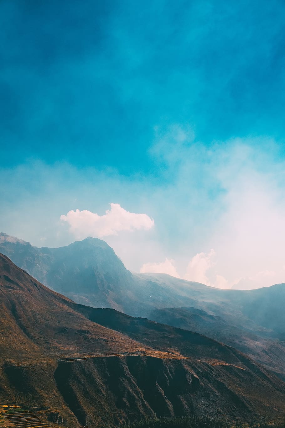 mountain view under blue sky, cloud - sky, beauty in nature, scenics - nature HD wallpaper