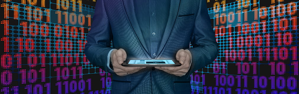 block chain, businessman, tablet, control, city, suit network HD wallpaper